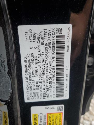 2HGFE1F71RH312683 - 2024 HONDA CIVIC EX BLACK photo 12