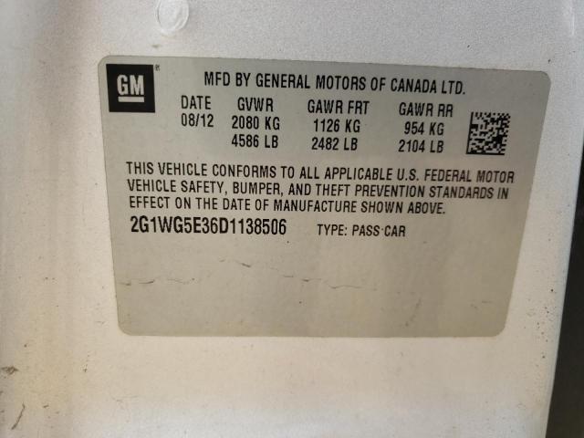 2G1WG5E36D1138506 - 2013 CHEVROLET IMPALA LT SILVER photo 12