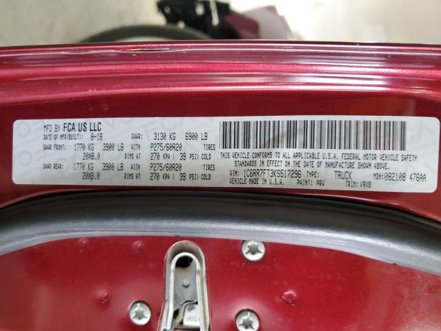 1C6RR7FT3KS517296 - 2019 RAM 1500 CLASS TRADESMAN Բորդո լուսանկար 12