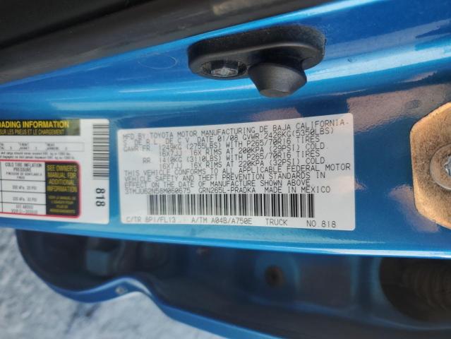 3TMJU62N58M060675 - 2008 TOYOTA TACOMA DOUBLE CAB PRERUNNER BLUE photo 13