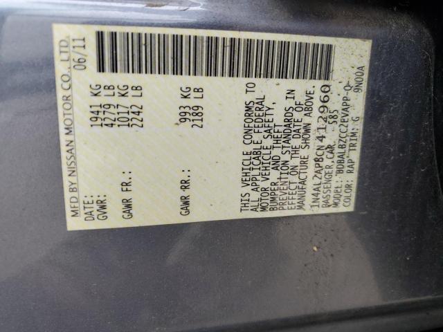 1N4AL2AP8CN412960 - 2012 NISSAN ALTIMA BASE BLUE photo 12