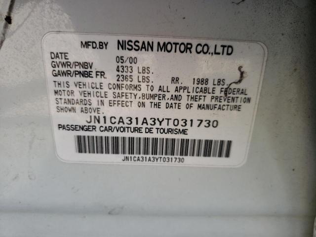 JN1CA31A3YT031730 - 2000 NISSAN MAXIMA GLE WHITE photo 13