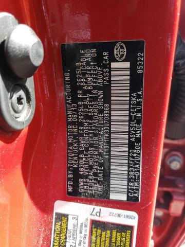 4T1BF1FK3DU708968 - 2013 TOYOTA CAMRY L RED photo 12