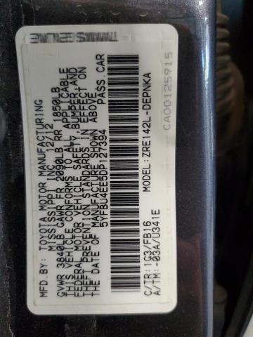 5YFBU4EE5DP127394 - 2013 TOYOTA COROLLA BASE GRAY photo 12