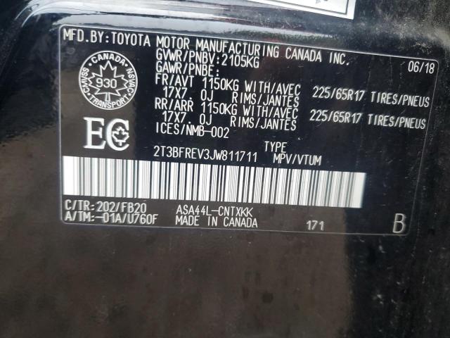 2T3BFREV3JW811711 - 2018 TOYOTA RAV4 LE Սև լուսանկար 14