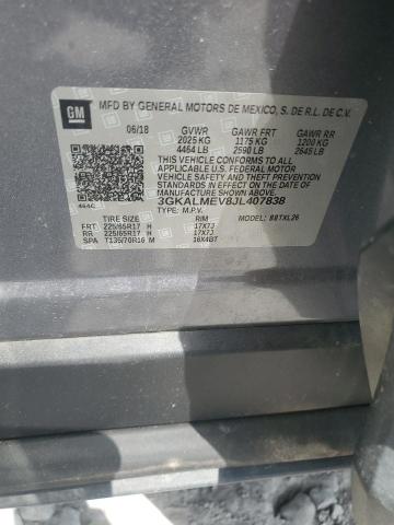 3GKALMEV8JL407838 - 2018 GMC TERRAIN SLE ნაცრისფერი ფოტო 13