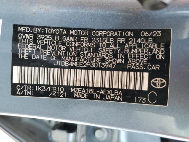 JTDB4MEE2P3013947 - 2023 TOYOTA COROLLA LE Niebieski zdjęcie 12