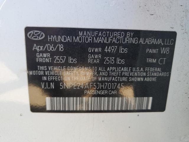 5NPE24AF5JH701745 - 2018 HYUNDAI SONATA SE WHITE photo 12