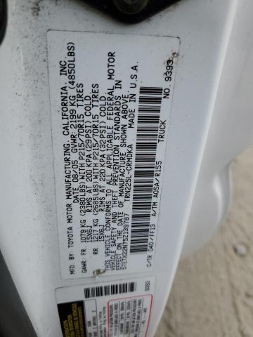 5TETX22N75Z139787 - 2005 TOYOTA TACOMA ACCESS CAB Blanc photo 12