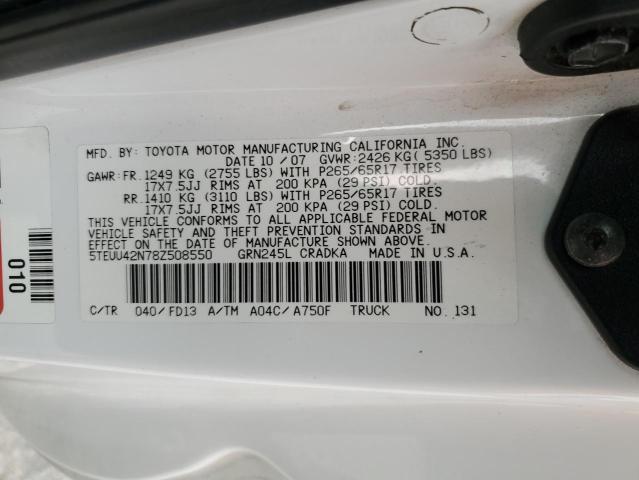 5TEUU42N78Z508550 - 2008 TOYOTA TACOMA ACCESS CAB Weiß Foto 12
