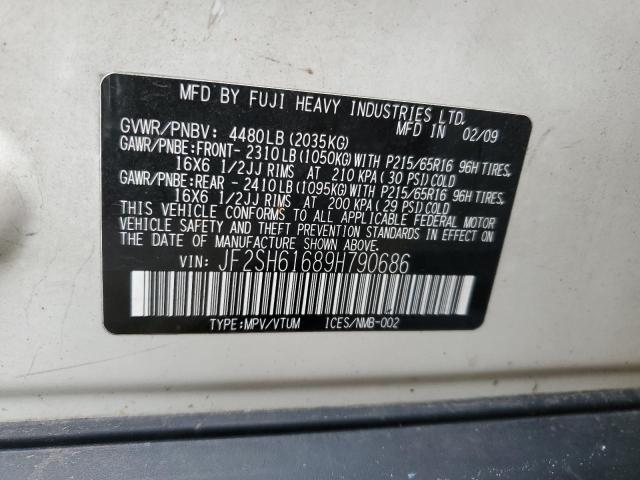 JF2SH61689H790686 - 2009 SUBARU FORESTER 2.5X WHITE photo 12