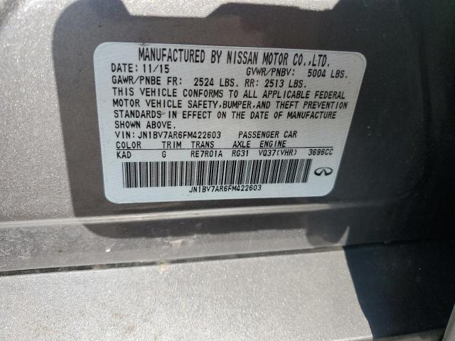 JN1BV7AR6FM422603 - 2015 INFINITI Q50 BASE GRAY photo 12