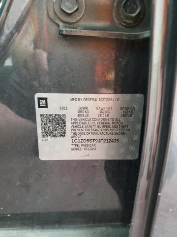 1G1ZD5ST9JF212435 - 2018 CHEVROLET MALIBU LT Gri fotoğraf 12