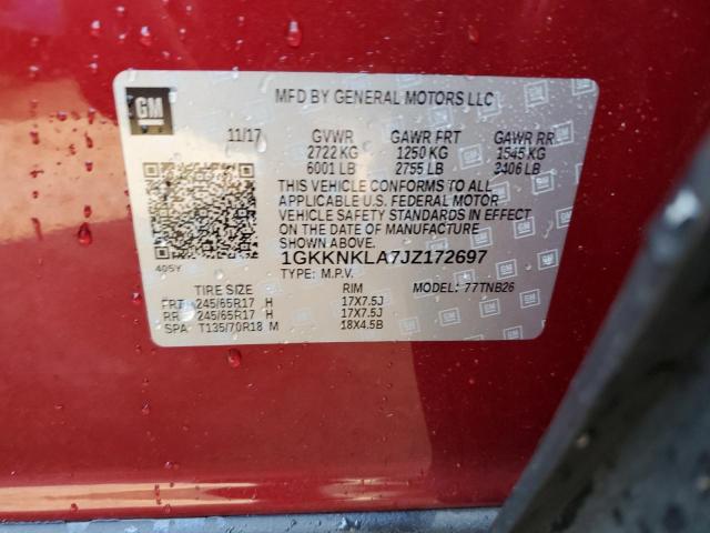 1GKKNKLA7JZ172697 - 2018 GMC ACADIA SLE BURGUNDY photo 13