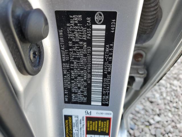 4T1BF1FK6CU007193 - 2012 TOYOTA CAMRY BASE SILVER photo 13