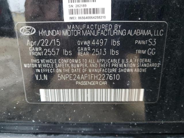 5NPE24AF1FH227610 - 2015 HYUNDAI SONATA SE BLACK photo 12