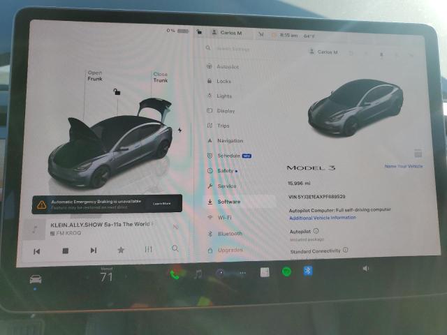 5YJ3E1EAXPF689529 - 2023 TESLA MODEL 3 Plata foto 9