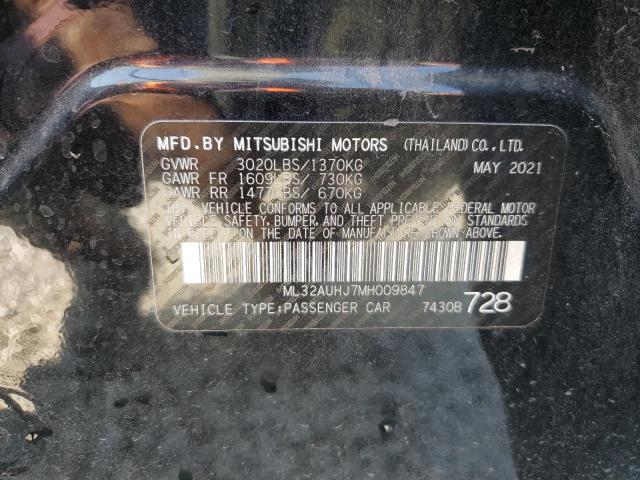 ML32AUHJ7MH009847 - 2021 MITSUBISHI MIRAGE ES BLACK photo 12