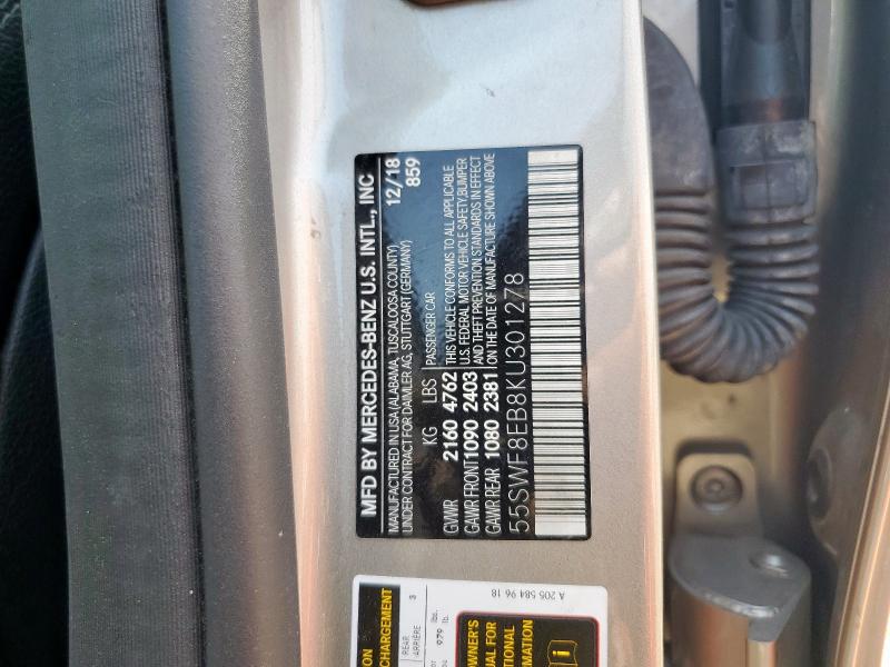 55SWF8EB8KU301278 - 2019 MERCEDES-BENZ C 300 4MATIC TAN photo 13