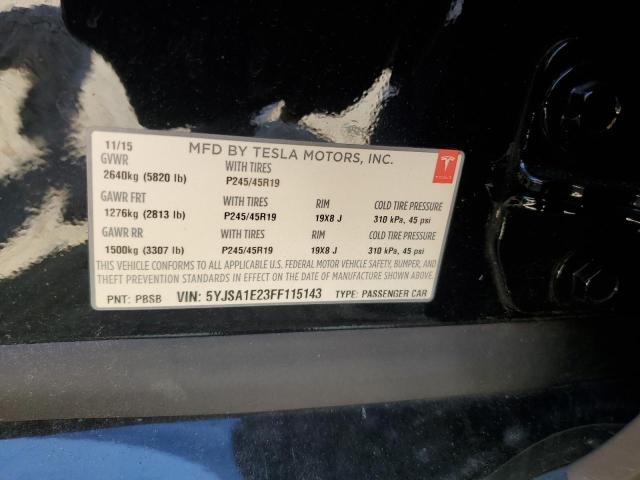 5YJSA1E23FF115143 - 2015 TESLA MODEL S Schwarz Foto 12