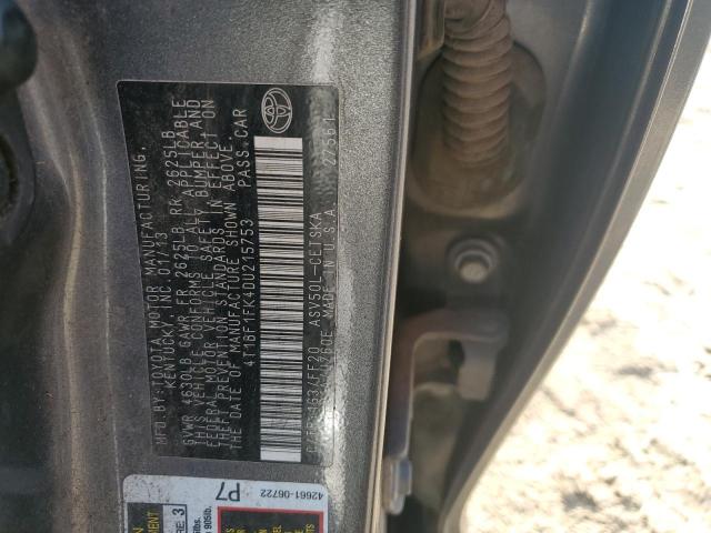 4T1BF1FK4DU215753 - 2013 TOYOTA CAMRY L GRAY photo 12