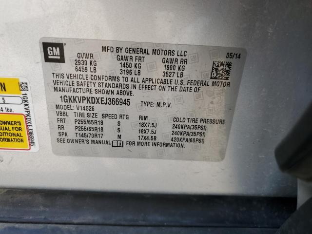 1GKKVPKDXEJ366945 - 2014 GMC ACADIA SLE SILVER photo 13