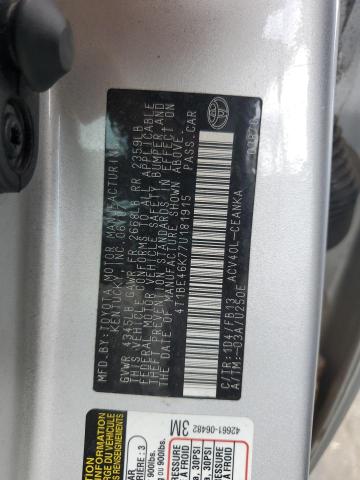 4T1BE46K77U181915 - 2007 TOYOTA CAMRY CE SILVER photo 12