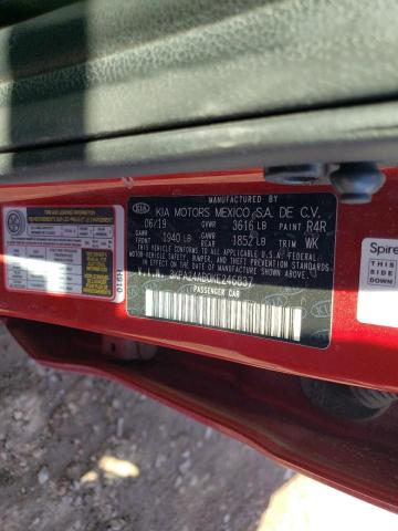 3KPA24AB0KE246837 - 2019 KIA RIO S RED photo 12