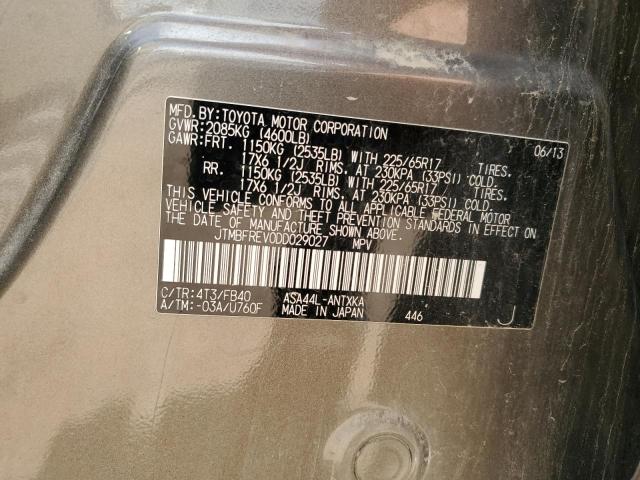 JTMBFREV0DD029027 - 2013 TOYOTA RAV4 LE BROWN photo 13