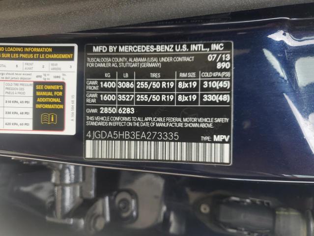4JGDA5HB3EA273335 - 2014 MERZ ML 350 4MATIC BLUE photo 13
