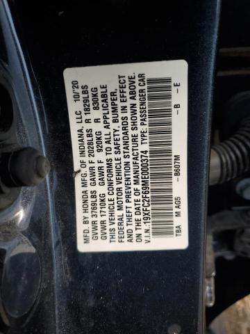 19XFC2F69ME000374 - 2021 HONDA CIVIC LX Mavi foto 12