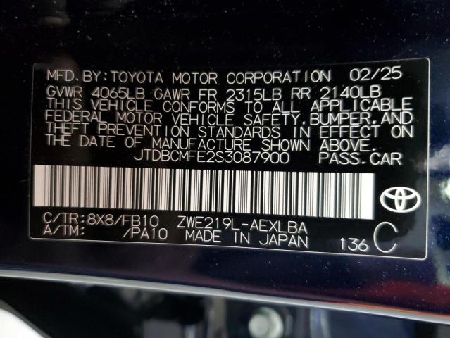 JTDBCMFE2S3087900 - 2025 TOYOTA COROLLA LE Көк фото 12