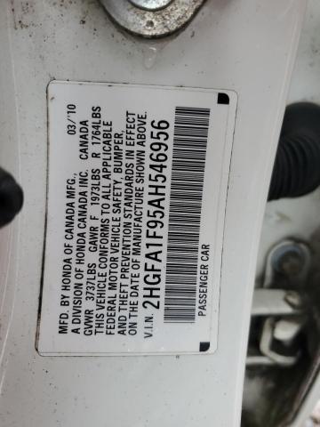 2HGFA1F95AH546956 - 2010 HONDA CIVIC EXL WHITE photo 12