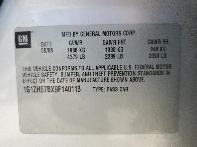 1G1ZH57BX9F140113 - 2009 CHEVROLET MALIBU 1LT 银色 照片 12