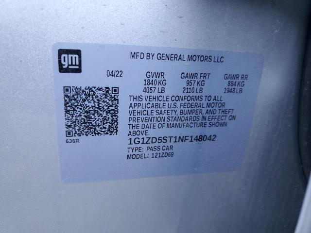 1G1ZD5ST1NF148042 - 2022 CHEVROLET MALIBU LT SILVER photo 12