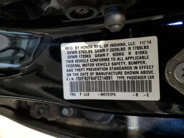 19XFB2F84FE214891 - 2015 HONDA CIVIC EX BLACK photo 12
