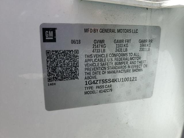 1G4ZT5SS4KU100121 - 2019 BUICK LACROSSE PREMIUM Белый фото 12