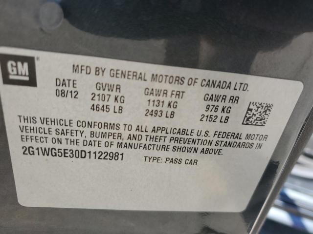 2G1WG5E30D1122981 - 2013 CHEVROLET IMPALA LT 石墨色 照片 12