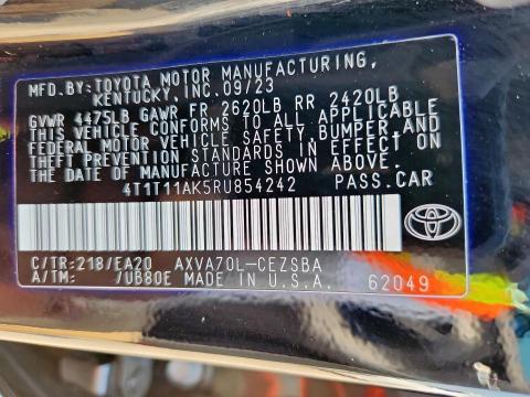 4T1T11AK5RU854242 - 2024 TOYOTA CAMRY SE NIGHT SHADE BLACK photo 12