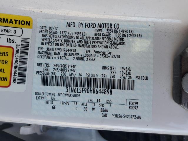 3LN6L5F90HR644898 - 2017 LINCOLN MKZ RESERVE თეთრი ფოტო 12