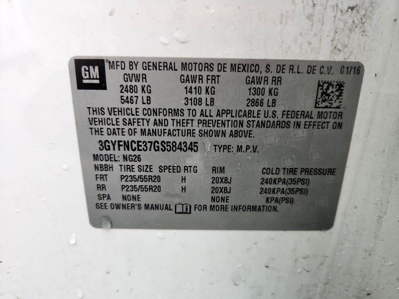 3GYFNCE37GS584345 - 2016 CADILLAC SRX PERFORMANCE COLLECTION Ақ фото 14