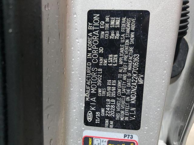 KNDJN2A22K7016163 - 2019 KIA SOUL ვერცხლისფერი ფოტო 13