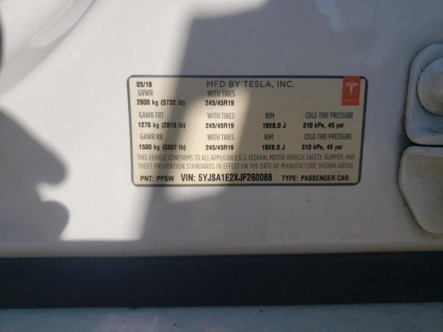 5YJSA1E2XJF260088 - 2018 TESLA MODEL S Սպիտակ լուսանկար 13