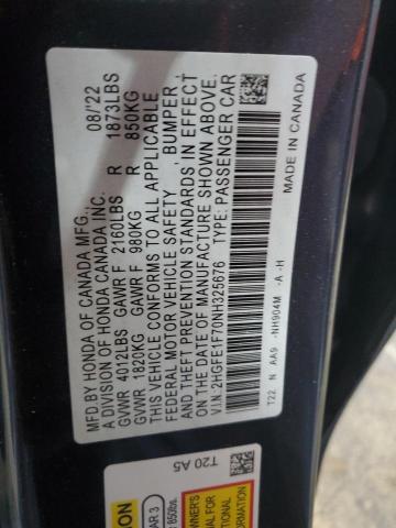 2HGFE1F70NH325676 - 2022 HONDA CIVIC EX CHARCOAL photo 12