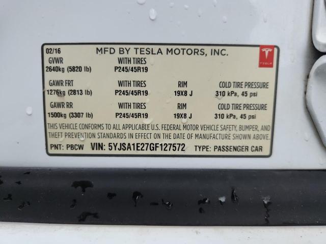 5YJSA1E27GF127572 - 2016 TESLA MODEL S Ağ foto 13