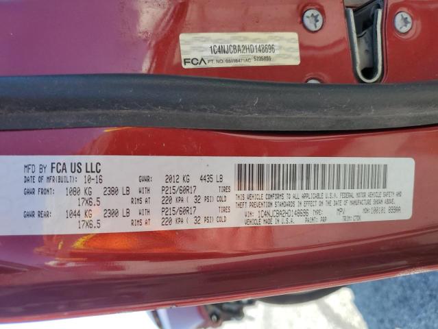 1C4NJCBA2HD148696 - 2017 JEEP COMPASS SPORT RED photo 13