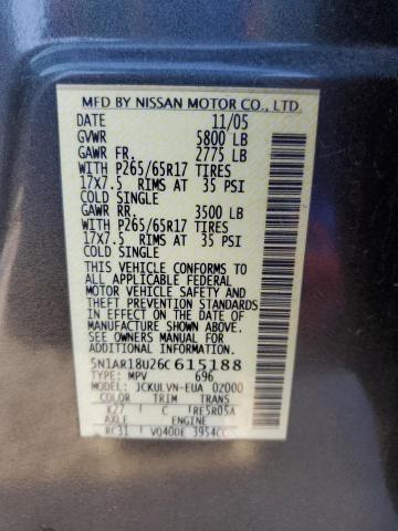 5N1AR18U26C615188 - 2006 NISSAN PATHFINDER LE SILVER photo 13