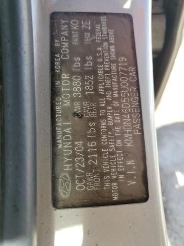 KMHDN46D55U007719 - 2005 HYUNDAI ELANTRA GLS GOLD photo 12