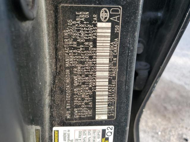 2T1KR32E05C489828 - 2005 TOYOTA COROLLA MA XR BLACK photo 12