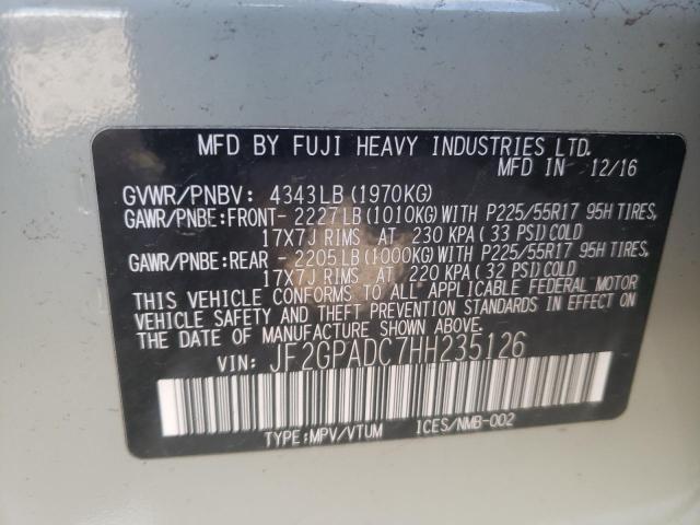 JF2GPADC7HH235126 - 2017 SUBARU CROSSTREK PREMIUM Bej foto 12